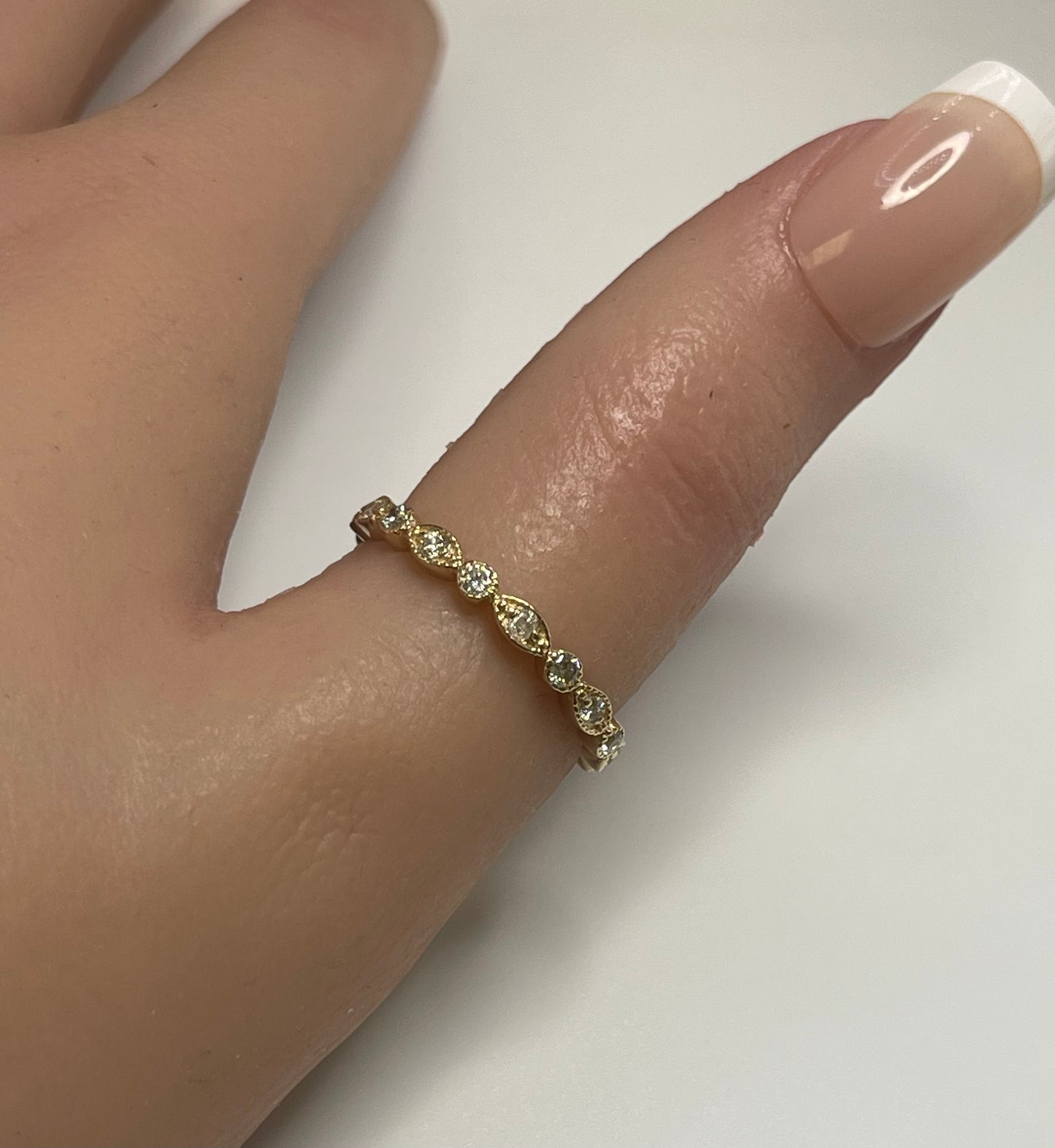 14k Yellow, White or Rose Gold Stackable Diamond Ring