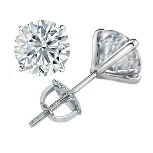 3.00 TCW Lab Grown Diamon 14K White Gold Studs, Martini 4-Prong Setting with Screw Back (Copy)