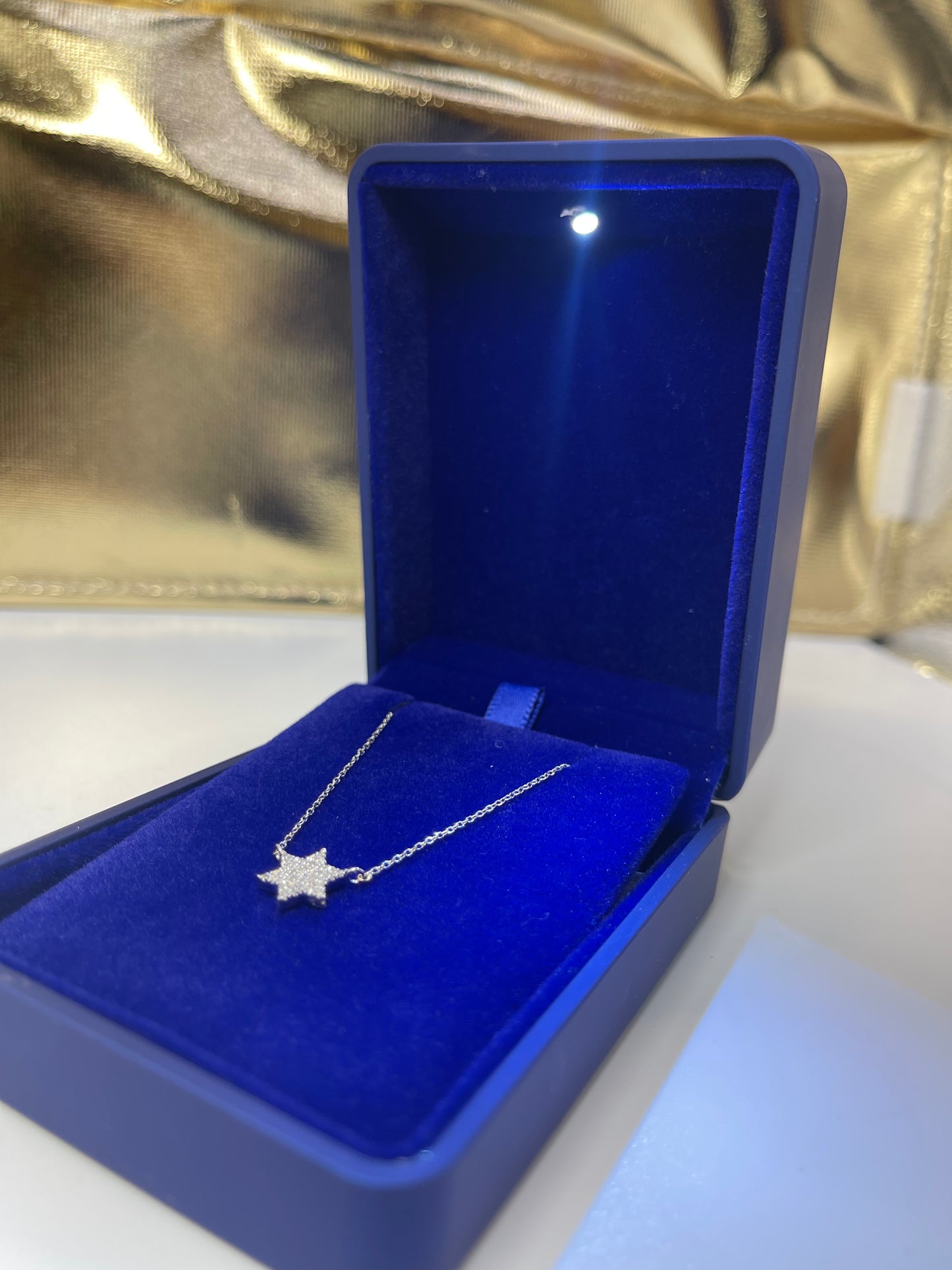 MINI Diamond Star of David in 14K Gold Necklace.