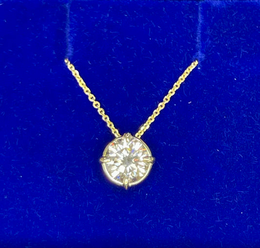 14k Yellow Gold 1.20CT Floating Natural Diamond 16" Necklace