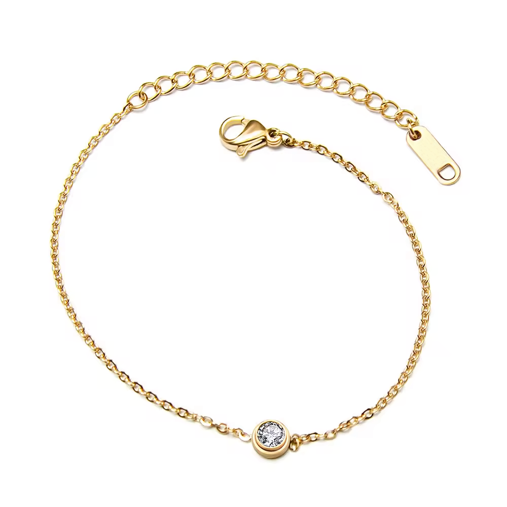 Gold-Plated Stainless-Steel CZ Bracelet. Great party favors gift idea!