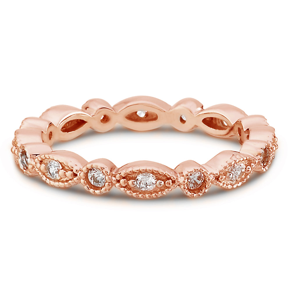 14k Yellow, White or Rose Gold Stackable Diamond Ring