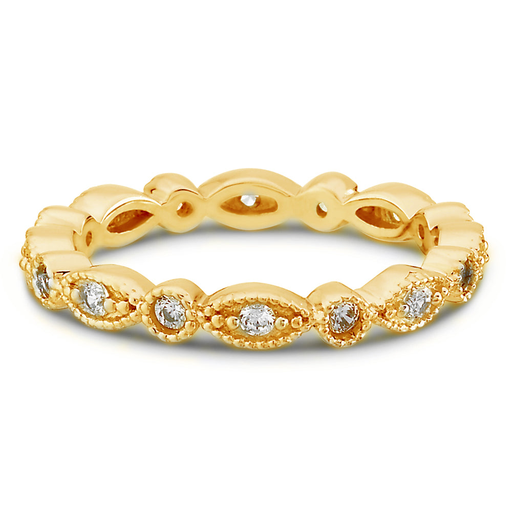 14k Yellow, White or Rose Gold Stackable Diamond Ring