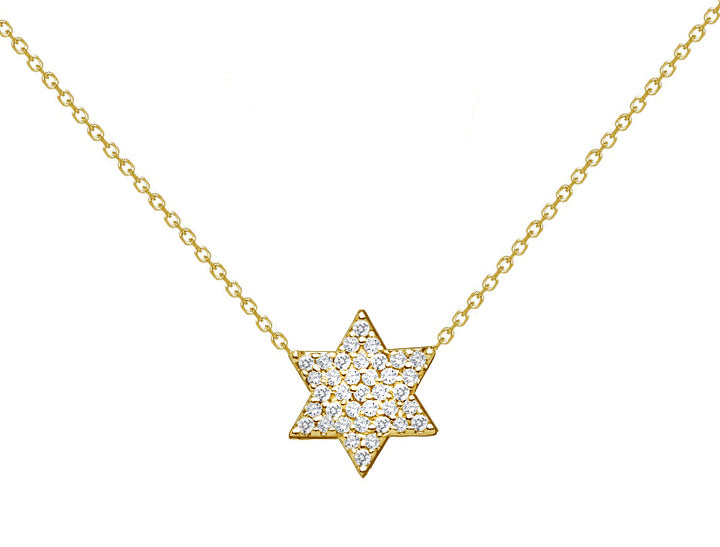 MINI Diamond Star of David in 14K Gold Necklace.